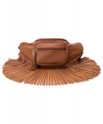 Fashion Fringe Tassel Fanny Pack Waist Bag KL088 TAN